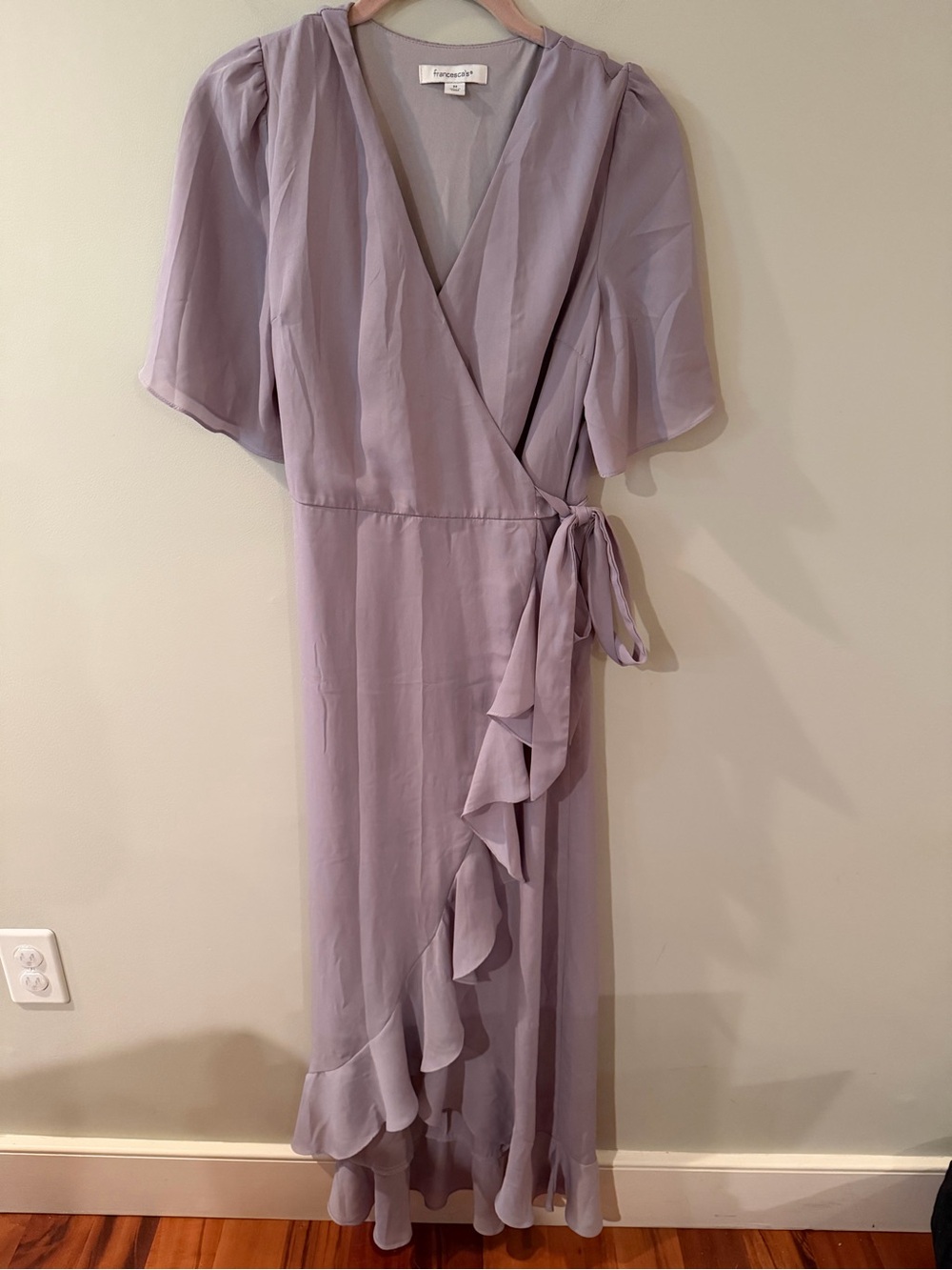 5/$25!! Francesca's Collections Grey Wrap Maxi Dress with Ruffle Tie